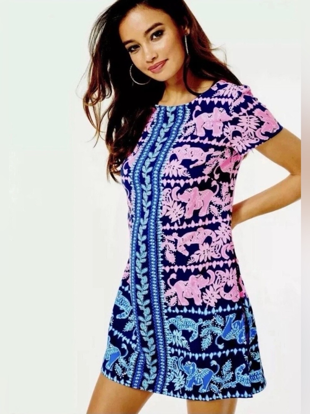 Lilly Pulitzer Blanca Stretch Romper High Tide Navy Perfect Pair Print Size 16